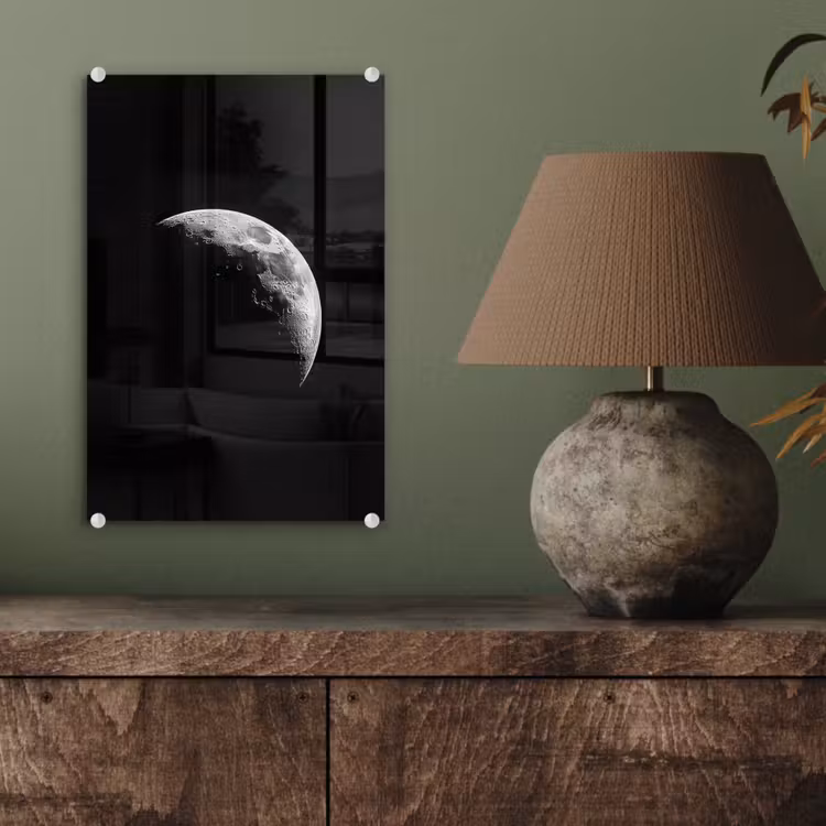 Glas schilderij - Maan - Hemel - Zwart - Schaduw — 4