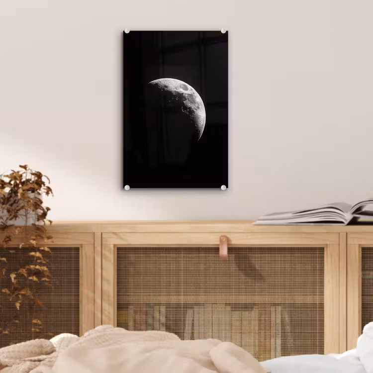 Glas schilderij - Maan - Hemel - Zwart - Schaduw — 5