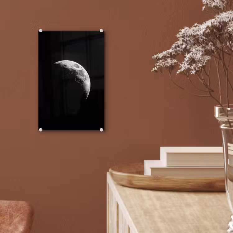 Glas schilderij - Maan - Hemel - Zwart - Schaduw — 6