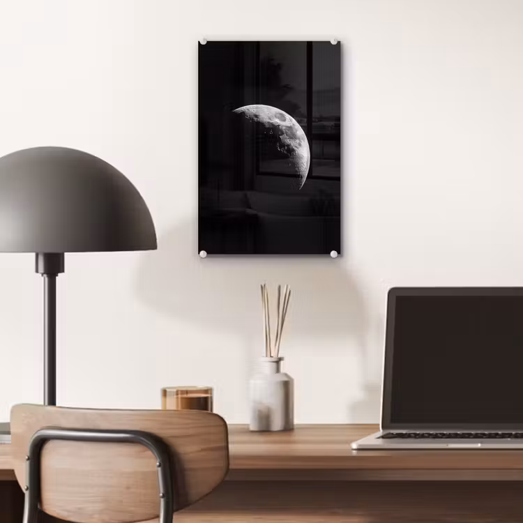 Glas schilderij - Maan - Hemel - Zwart - Schaduw — 7