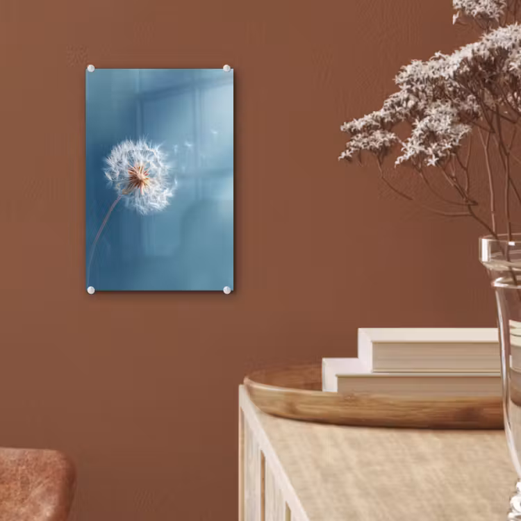 Glas schilderij - Paardenbloem - Wind - Blauw — 6