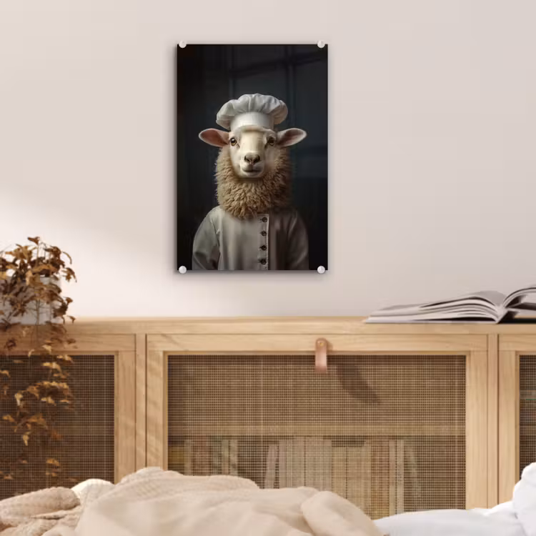 Glas schilderij - Schaap - Wol - Kok — 5