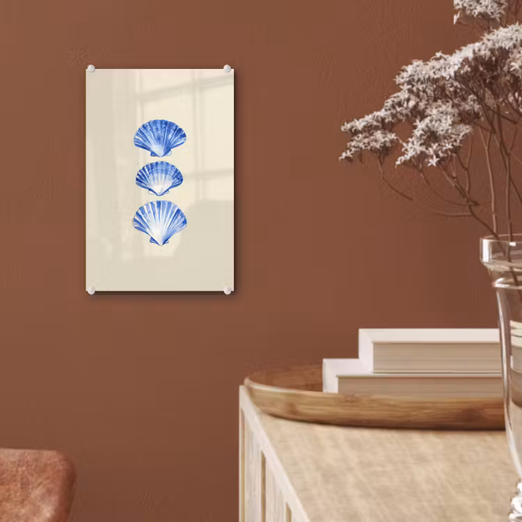Glas schilderij - Schelpen - Blauw - Beige — 6