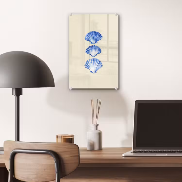 Glas schilderij - Schelpen - Blauw - Beige — 7