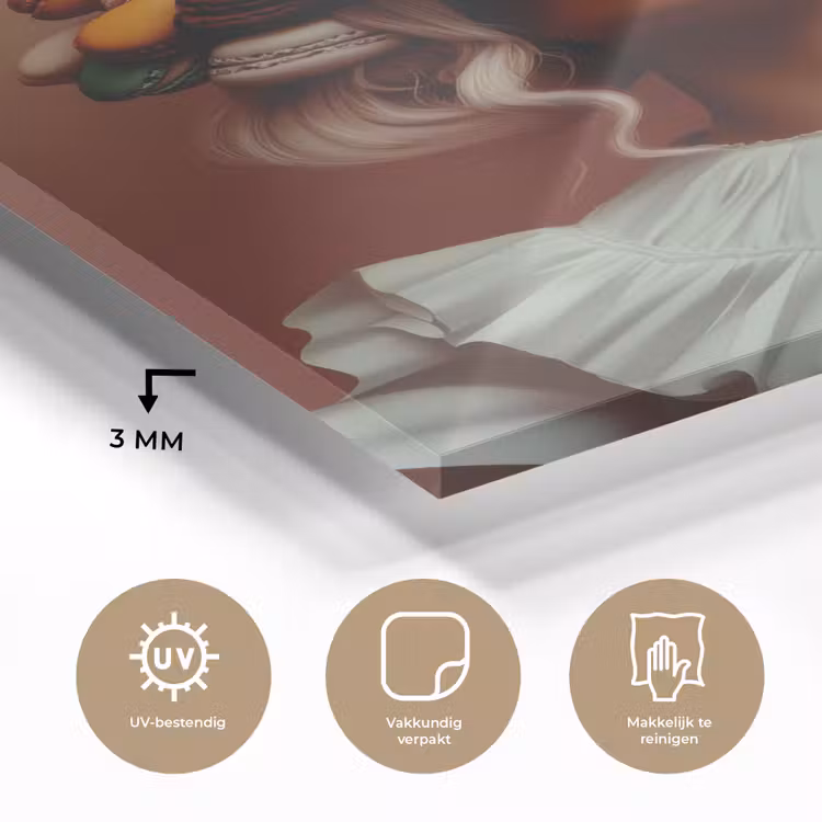 Glas schilderij - Vrouw - Macarons - Bril — 3