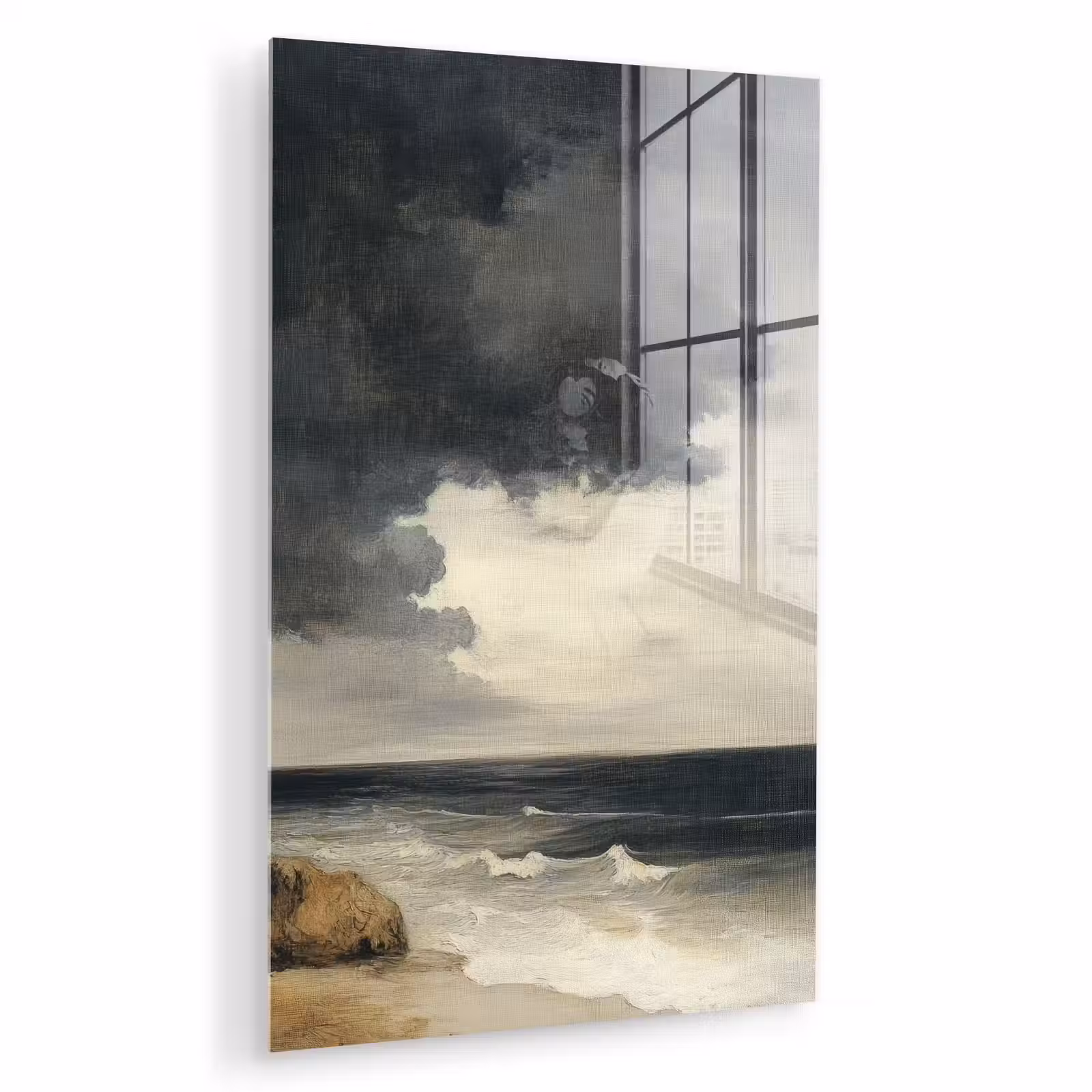 Glas schilderij - Kust - Golven - Rots - Storm — 1