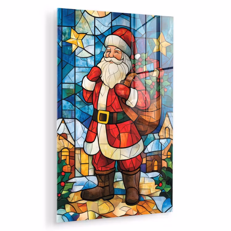 Glas schilderij - Kerstman - Glas - Kleurrijk — 1