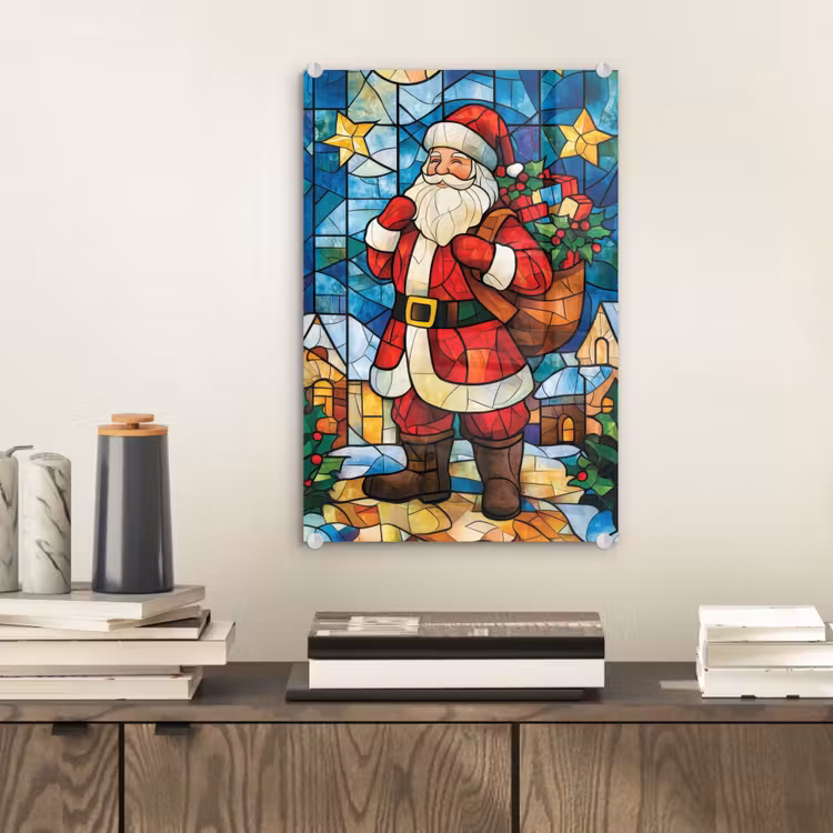 Glas schilderij - Kerstman - Glas - Kleurrijk — 2