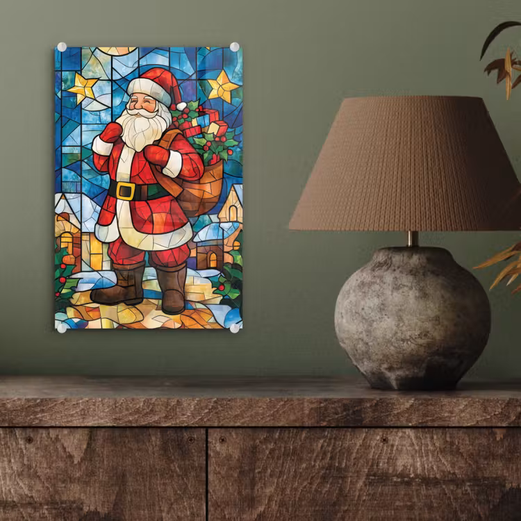 Glas schilderij - Kerstman - Glas - Kleurrijk — 4