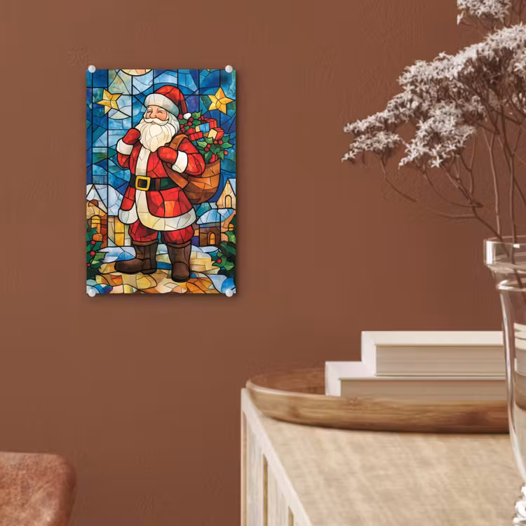 Glas schilderij - Kerstman - Glas - Kleurrijk — 6