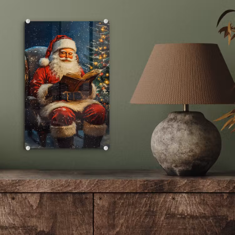Glas schilderij - Kerstman - Kerst - Winter - Kerstboom — 4