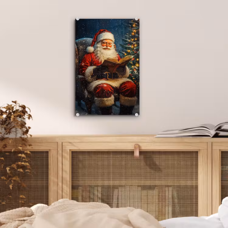 Glas schilderij - Kerstman - Kerst - Winter - Kerstboom — 5