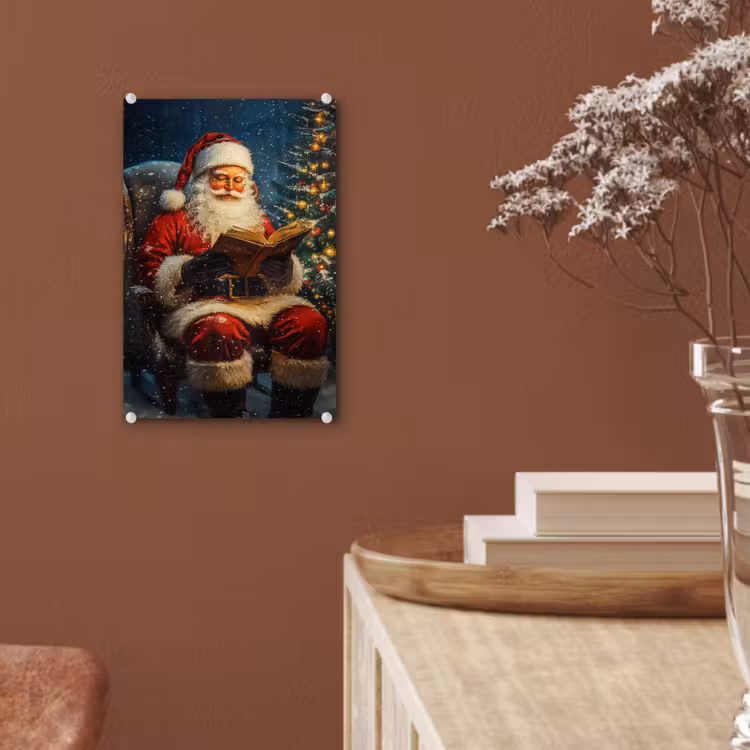 Glas schilderij - Kerstman - Kerst - Winter - Kerstboom — 6