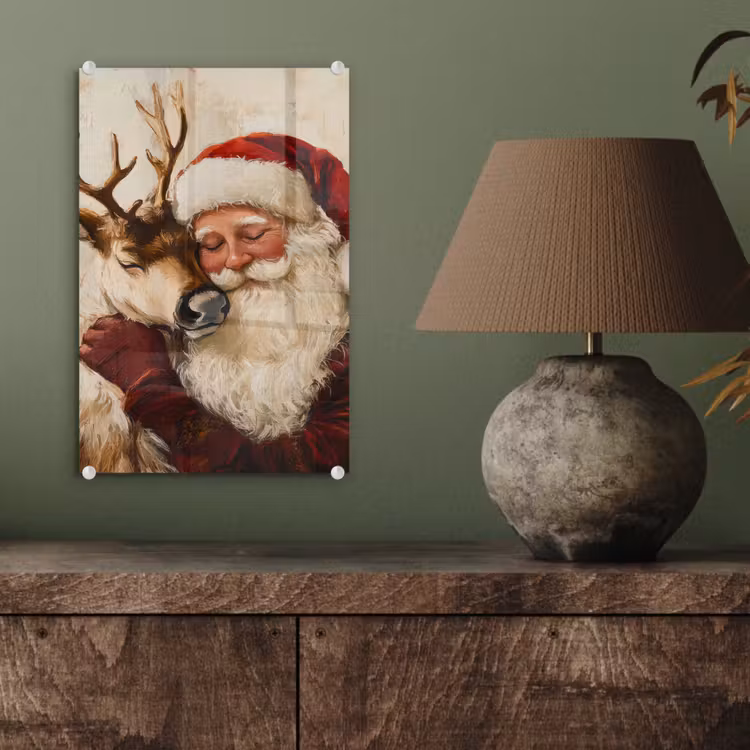 Glas schilderij - Kerstman - Rendier - Kerst - Christmas — 4