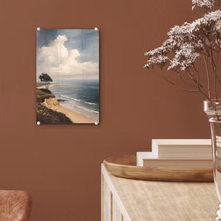 Glas schilderij - Klif - Zee - Boom — 6