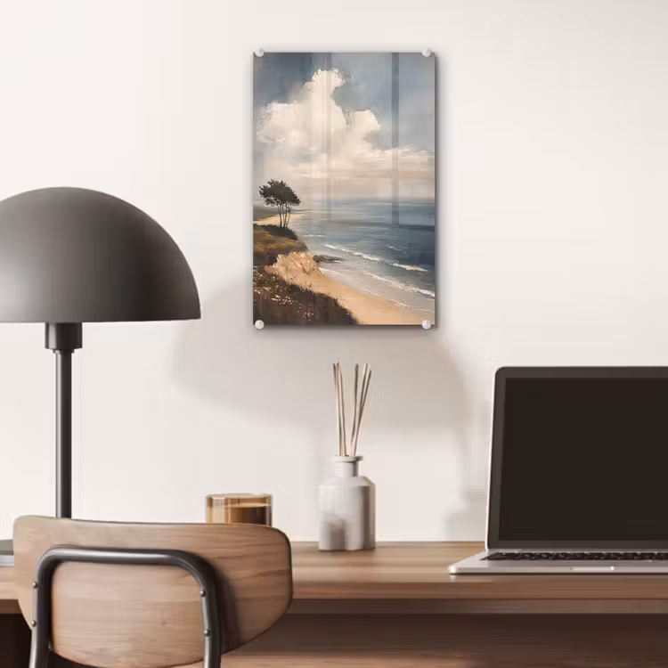 Glas schilderij - Klif - Zee - Boom — 7