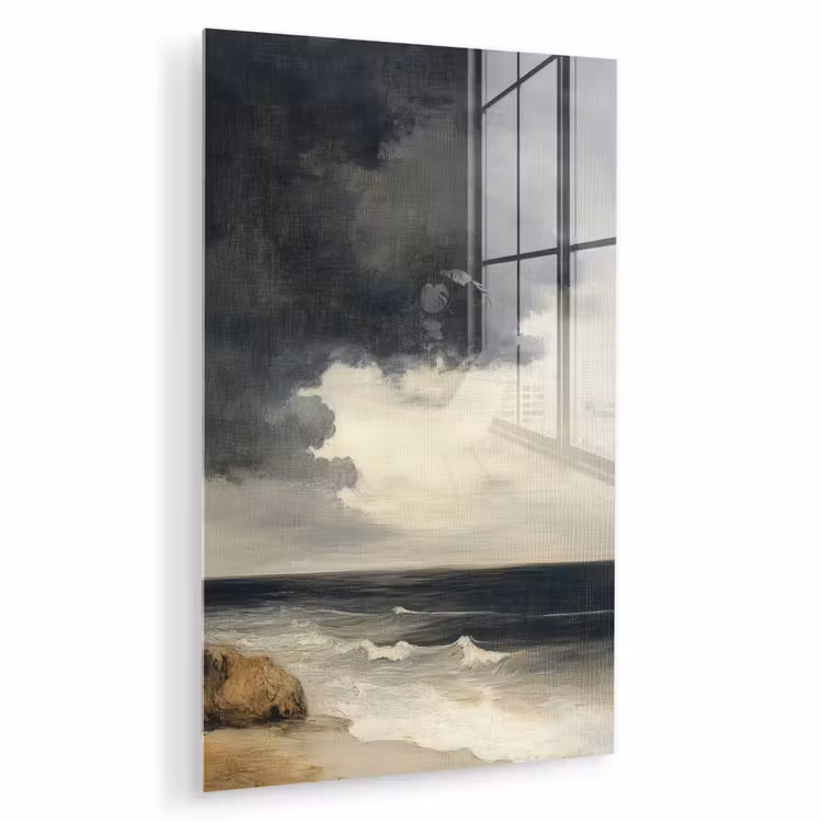 Glas schilderij - Kust - Golven - Rots - Storm — 1
