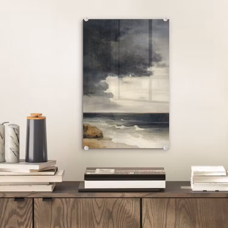 Glas schilderij - Kust - Golven - Rots - Storm — 2