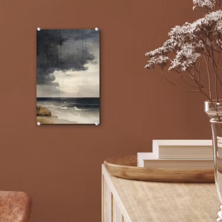 Glas schilderij - Kust - Golven - Rots - Storm — 6