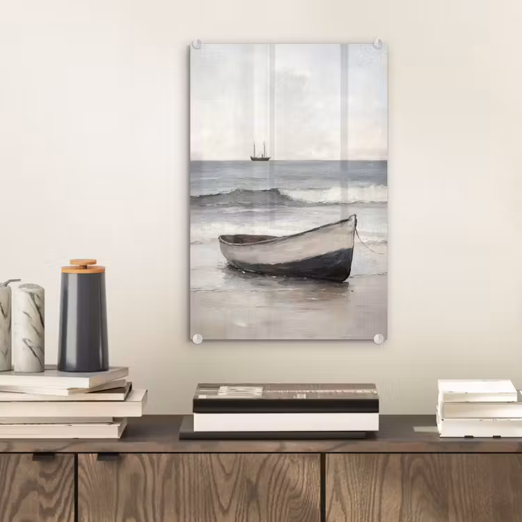 Glas schilderij - Roeiboot - Zee - Horizon — 2