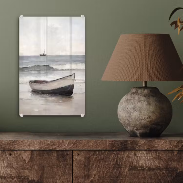 Glas schilderij - Roeiboot - Zee - Horizon — 4