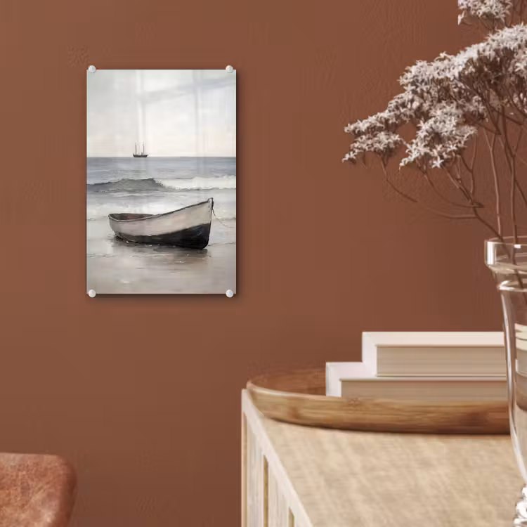 Glas schilderij - Roeiboot - Zee - Horizon — 6
