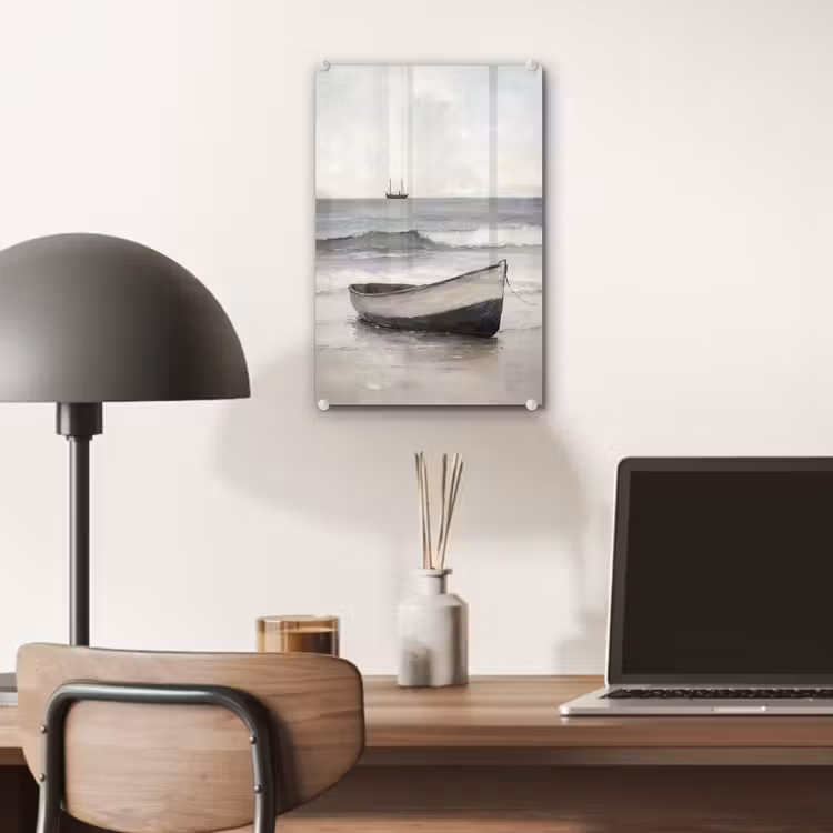 Glas schilderij - Roeiboot - Zee - Horizon — 7