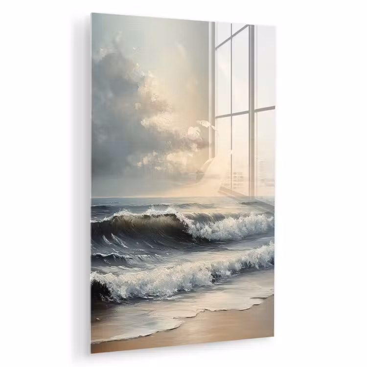Glas schilderij - Strand - Zee - Zonsondergang — 1