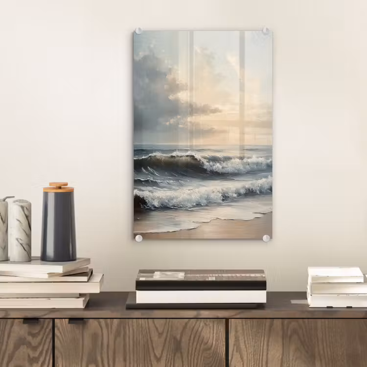 Glas schilderij - Strand - Zee - Zonsondergang — 2