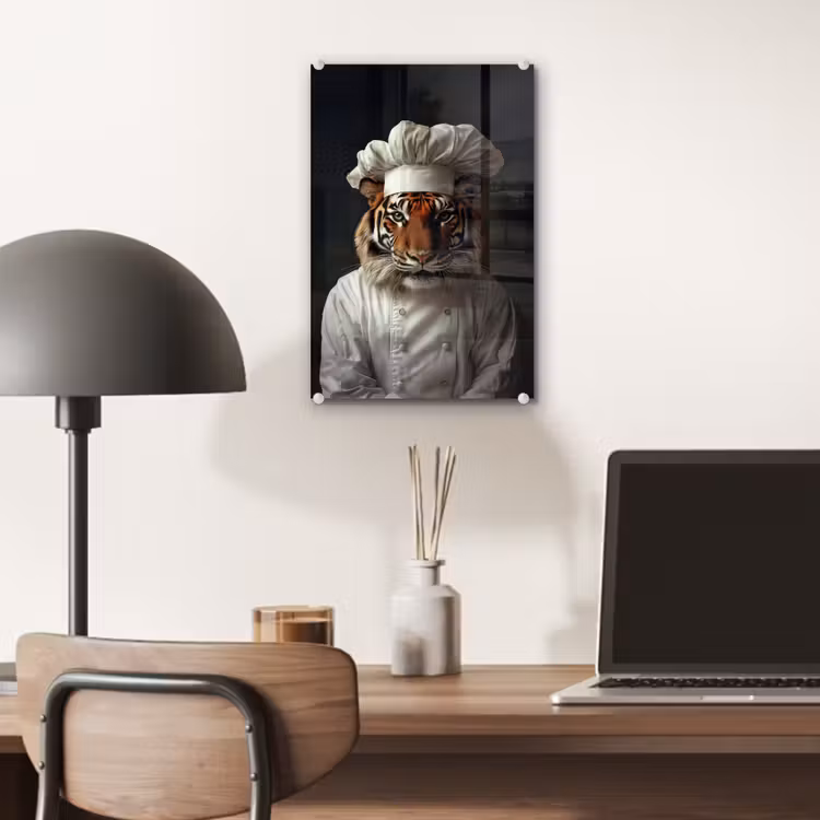 Glas schilderij - Tijger - Kokskleding - Bruin — 7