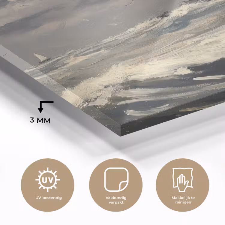 Glas schilderij - Vuurtoren - Golven - Storm — 3