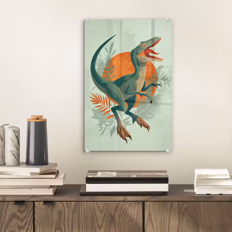 Glas schilderij - Dino - Bladeren - Grafisch - Groen — 2