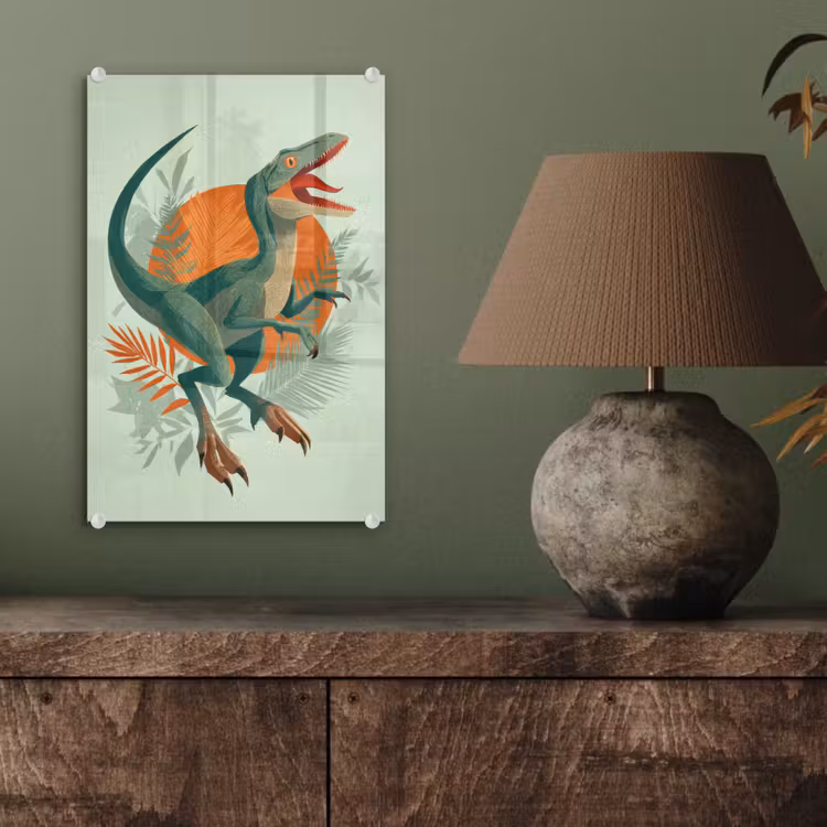 Glas schilderij - Dino - Bladeren - Grafisch - Groen — 4
