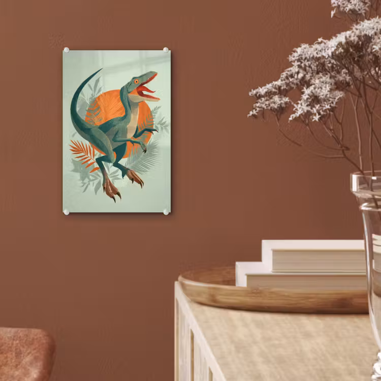Glas schilderij - Dino - Bladeren - Grafisch - Groen — 6