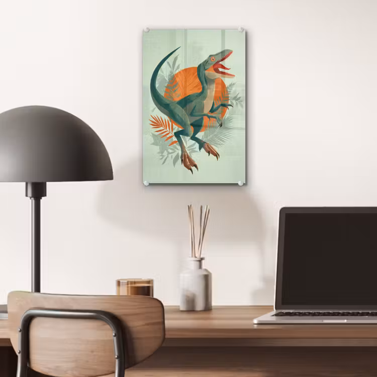 Glas schilderij - Dino - Bladeren - Grafisch - Groen — 7