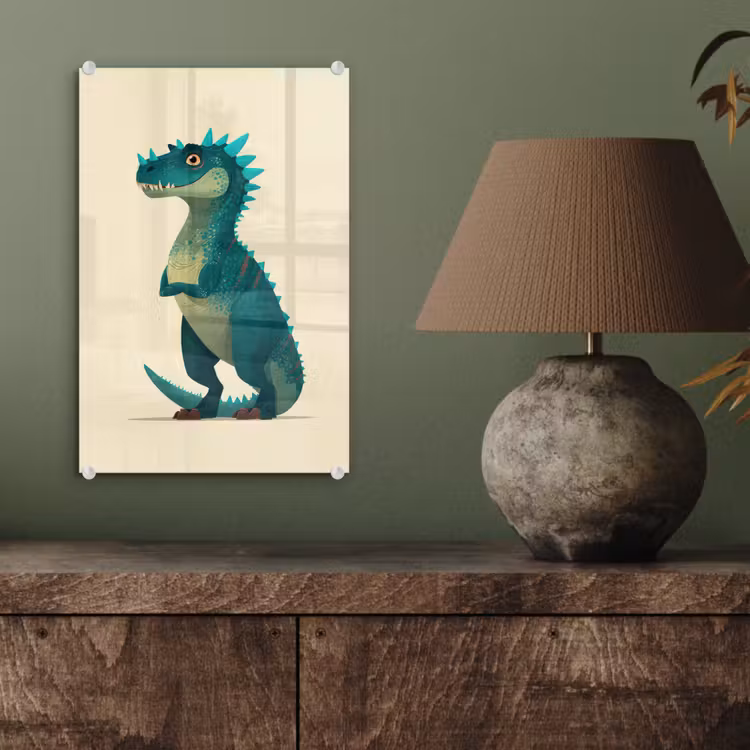 Glas schilderij - Dinosaurus - Turquoise - Stekels — 4