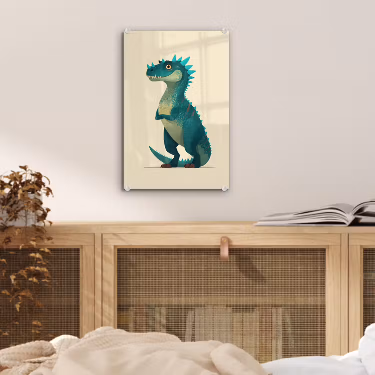 Glas schilderij - Dinosaurus - Turquoise - Stekels — 5