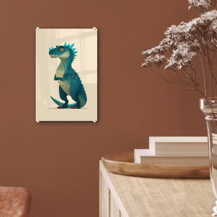 Glas schilderij - Dinosaurus - Turquoise - Stekels — 6