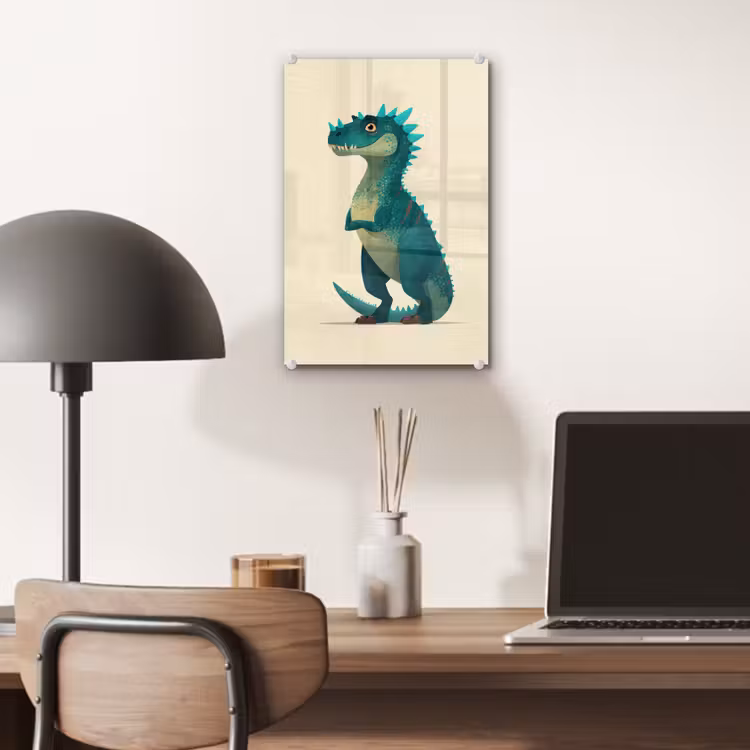 Glas schilderij - Dinosaurus - Turquoise - Stekels — 7
