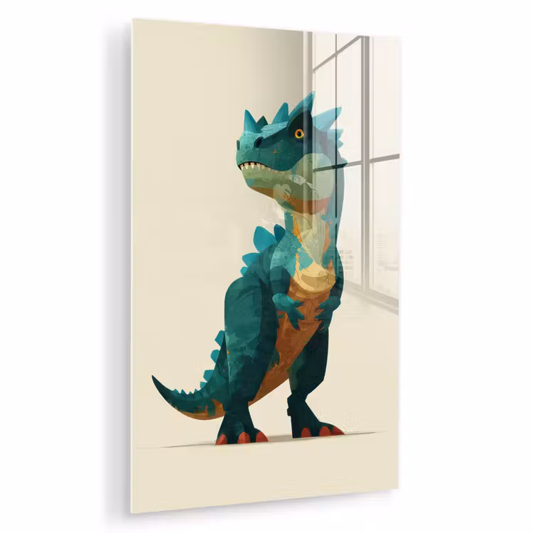 Glas schilderij - Stekels - Dino - Blauw - Gespierd — 1