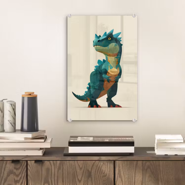 Glas schilderij - Stekels - Dino - Blauw - Gespierd — 2