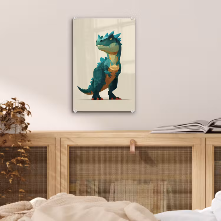 Glas schilderij - Stekels - Dino - Blauw - Gespierd — 5