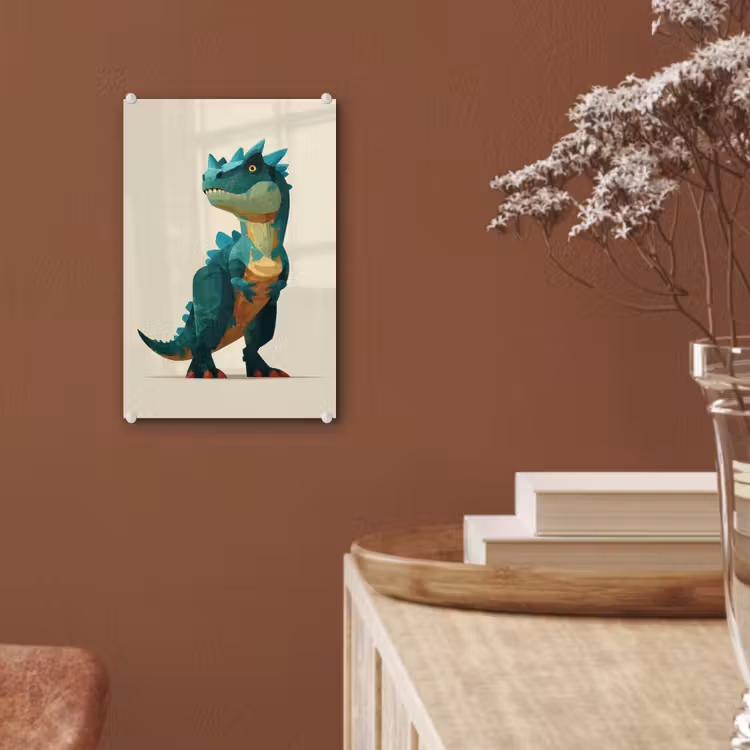 Glas schilderij - Stekels - Dino - Blauw - Gespierd — 6