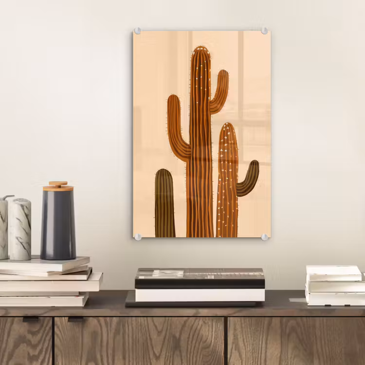 Glas schilderij - Cactus - Woestijn - Zand - Bruin — 2