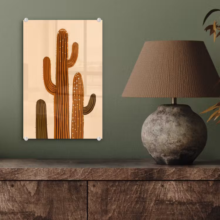 Glas schilderij - Cactus - Woestijn - Zand - Bruin — 4