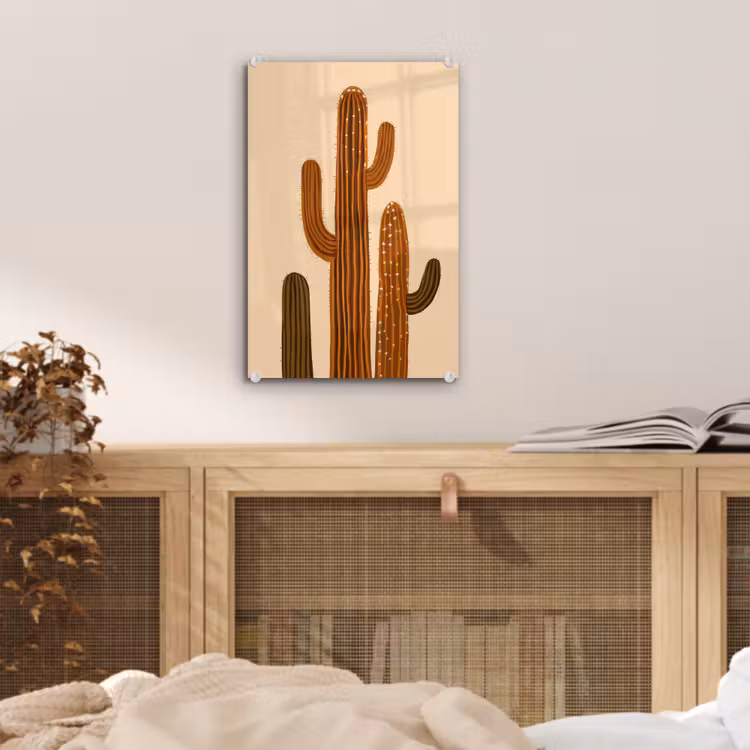 Glas schilderij - Cactus - Woestijn - Zand - Bruin — 5