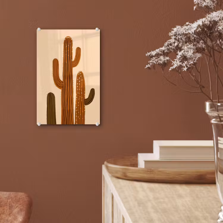 Glas schilderij - Cactus - Woestijn - Zand - Bruin — 6