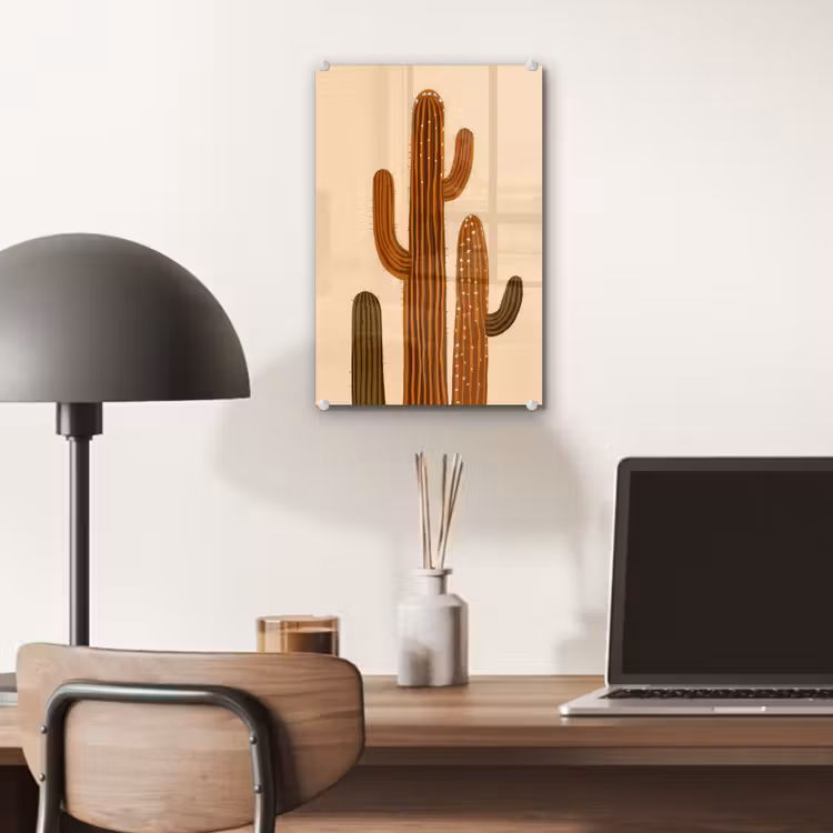 Glas schilderij - Cactus - Woestijn - Zand - Bruin — 7