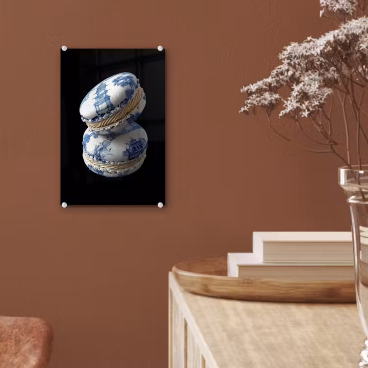 Glas schilderij - Eten - Macarons - Delfts blauw - Koekjes — 6