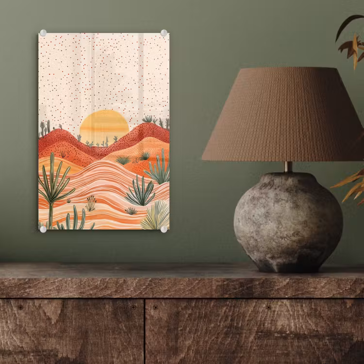 Glas schilderij - Landschap - Heuvels - Zonsondergang — 4